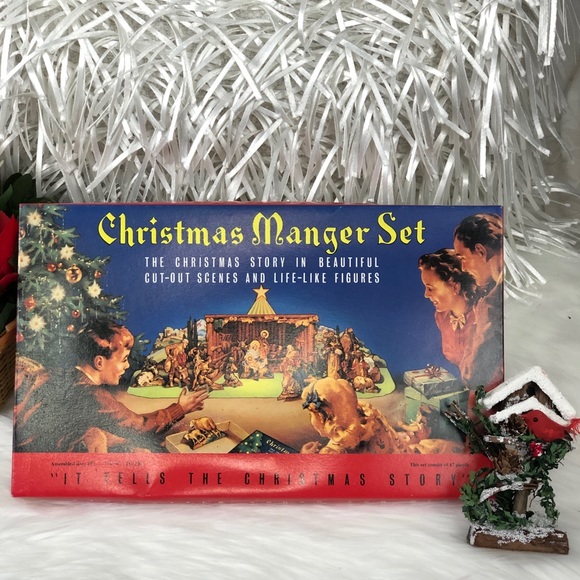 CHRISTMAS MANAGER SET retro cut out cardboard NEW - Picture 4 of 16